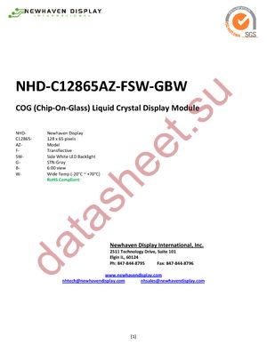 NHD-C12865AZ-FSW-GBW datasheet  